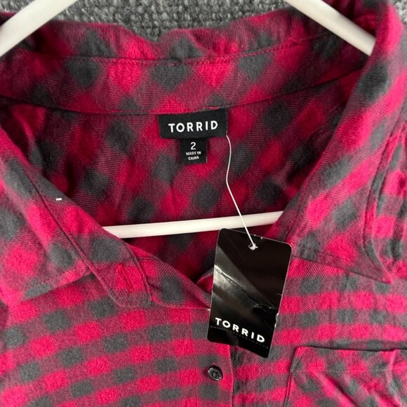 NWT Torrid Lizzie Brushed Rayon Acrylic Tunic Flannel Plaid Periscope Size 2 - Picture 10 of 16